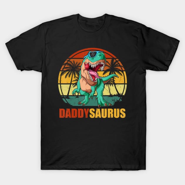 Daddysaurus Rex Dad Matching Dinosaur Birthday Party T-Shirt by Mitsue Kersting